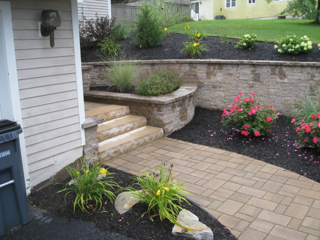 Latham Albany NY front entry landscape design 640x480 c - Hardscape Entry Courtyard Installation Latham, NY