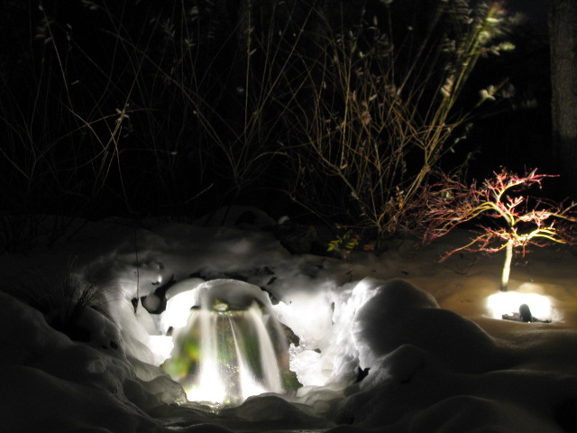 Latham NY winter waterfall lighting - Latham NY master plan after